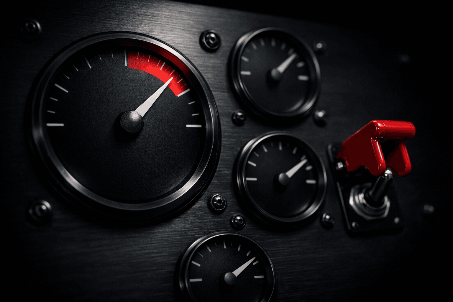 A control panel with gauges and a red limit marker — the instrumentation a time-and-materials contract needs