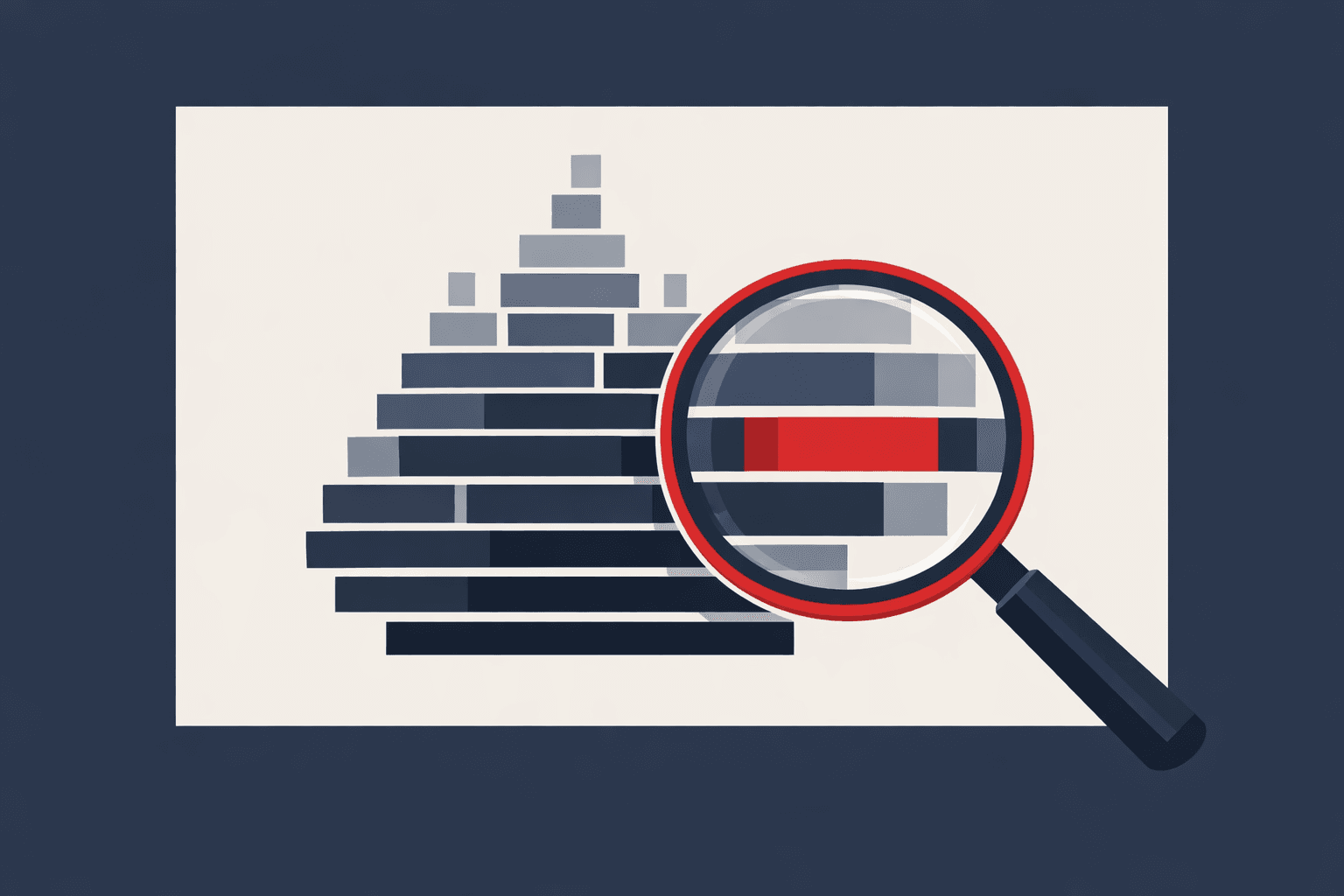 Magnifying glass over a performance flame chart highlighting the one slow bar
