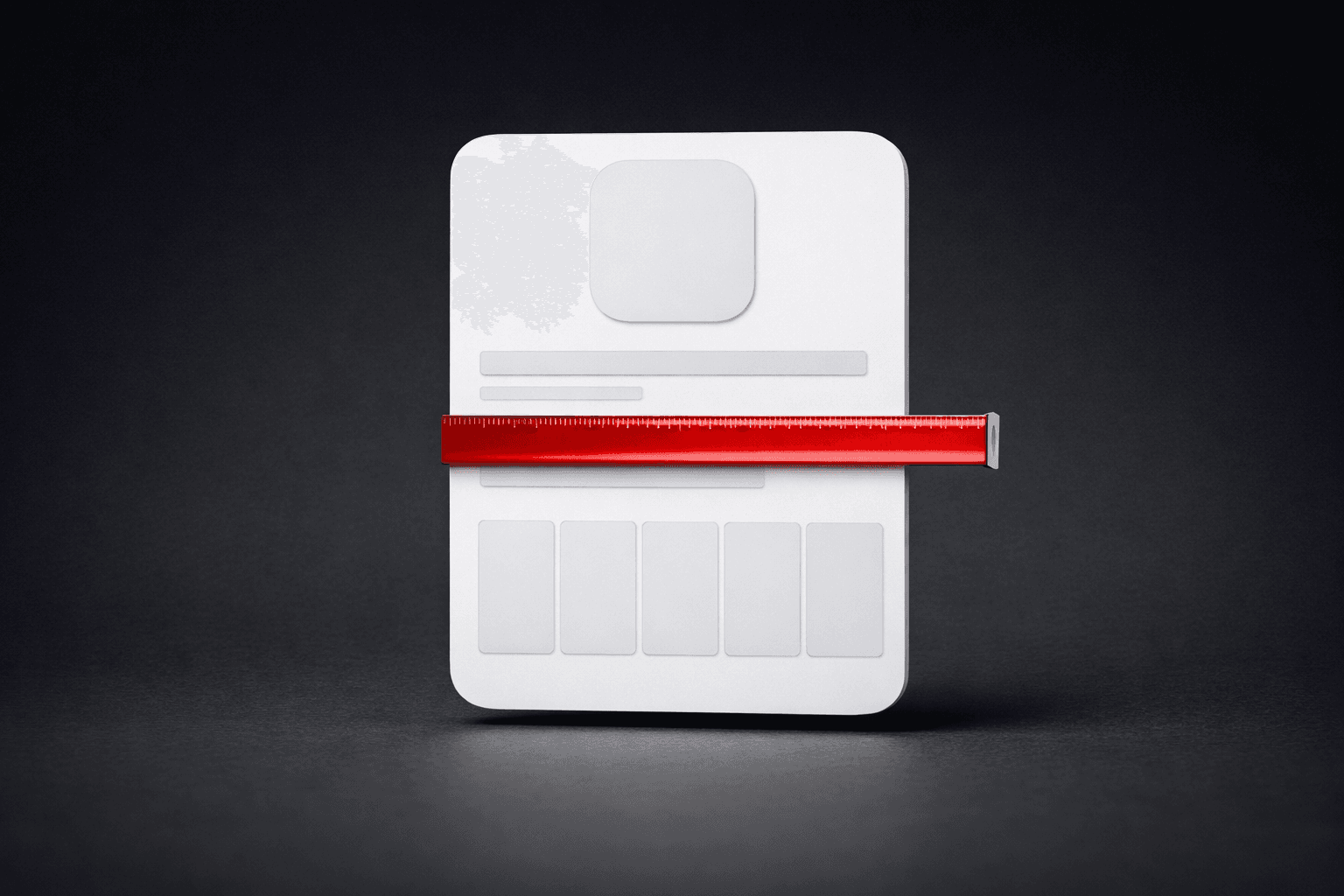 App Store product page with a red measuring tape cut short across the subtitle line